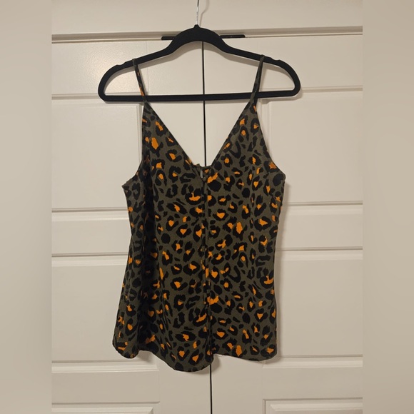 NWT Kismet Army Green and Orange cheetah print tank, Size large - Picture 3 of 4